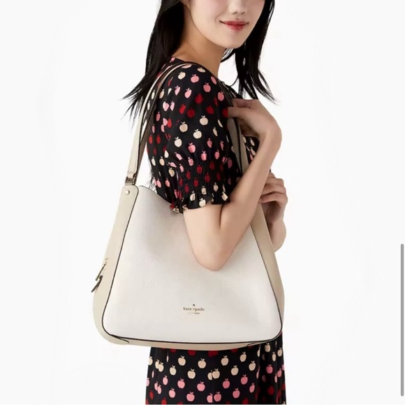 NWT Kate Spade Leila Medium Triple Compartment Shoulder Bag, Warm Sand and Beige - Picture 6 of 8